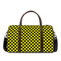 Yellow And Black Checkered Pattern Print Duffel Bag