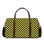 Yellow And Black Checkered Pattern Print Duffle Bag
