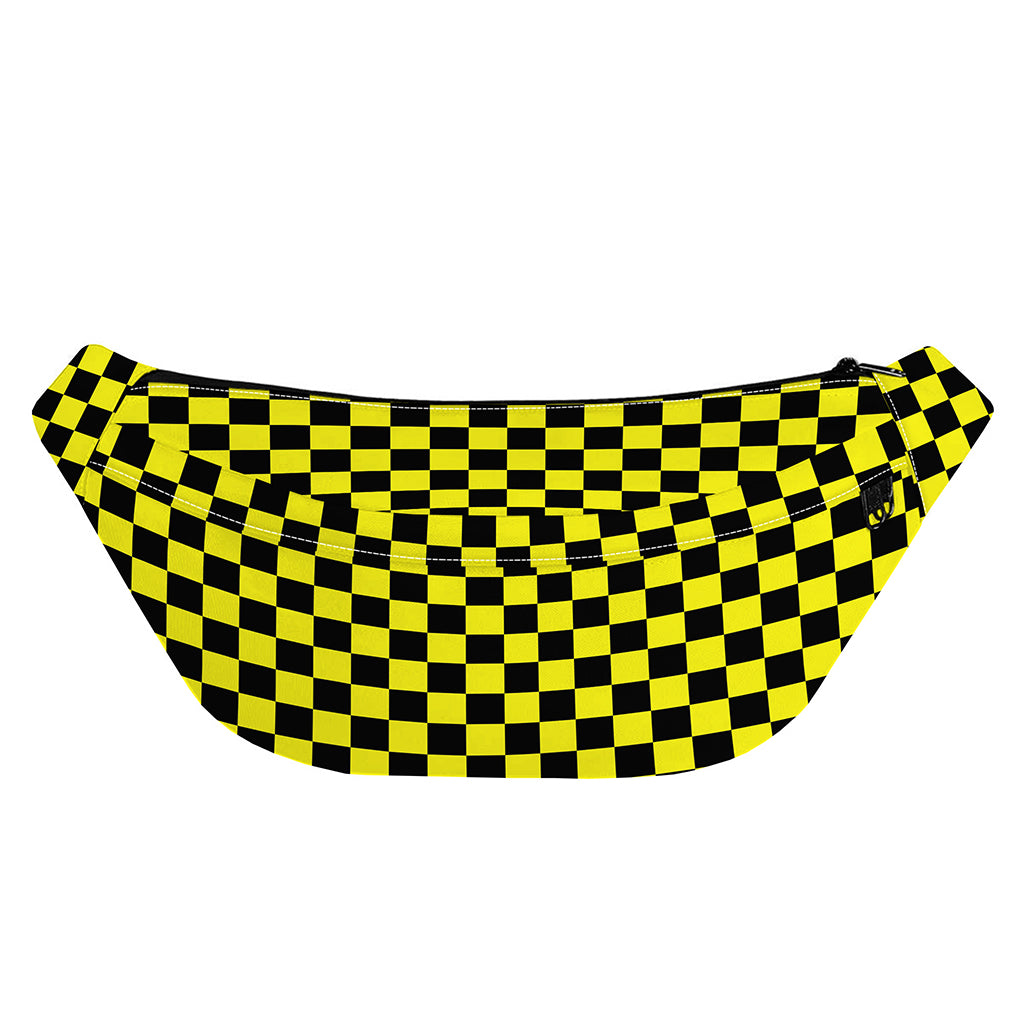 Yellow And Black Checkered Pattern Print Fanny Pack