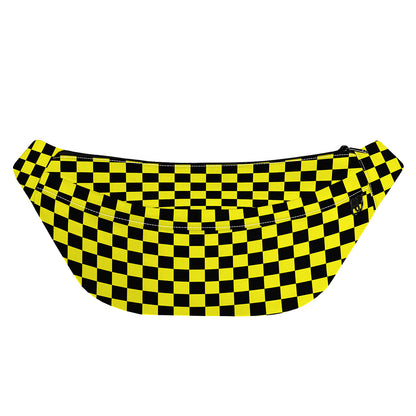 Yellow And Black Checkered Pattern Print Fanny Pack