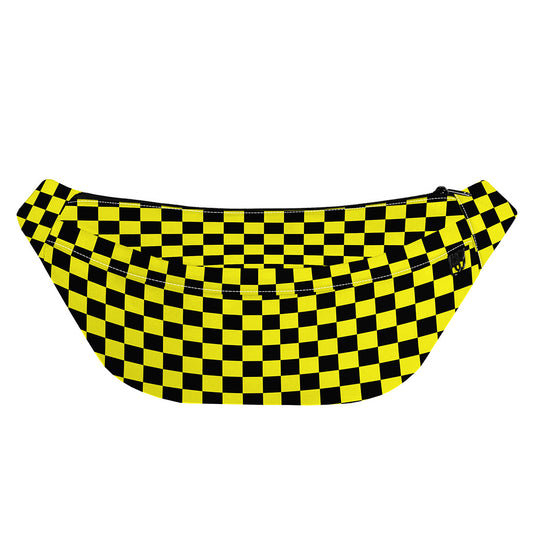 Yellow And Black Checkered Pattern Print Fanny Pack