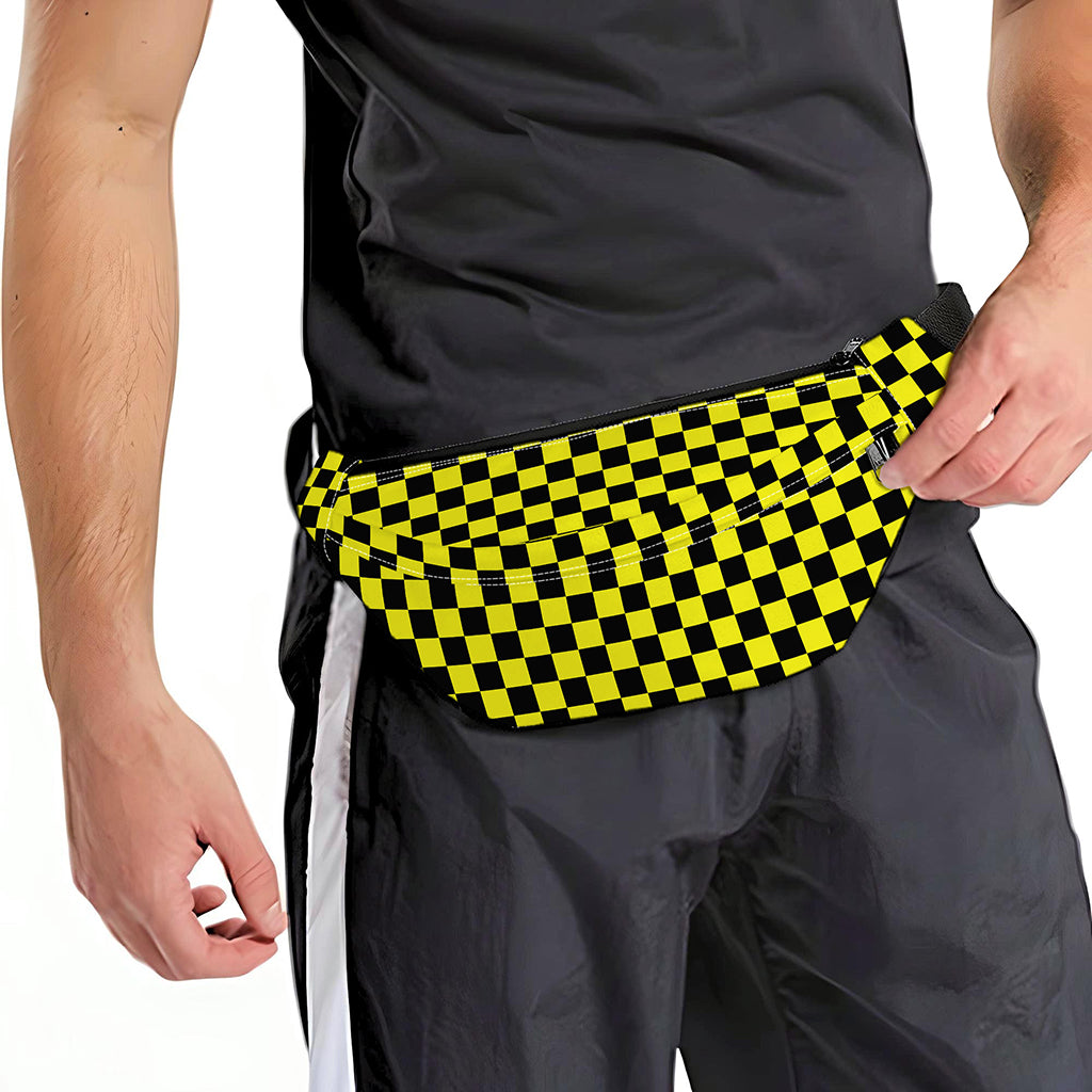 Yellow And Black Checkered Pattern Print Fanny Pack