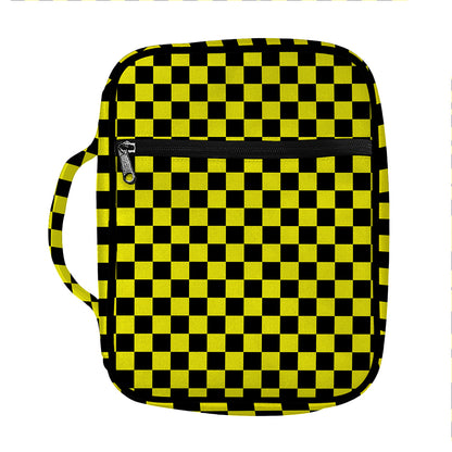 Yellow And Black Checkered Pattern Print Front Pocket Bible Bag