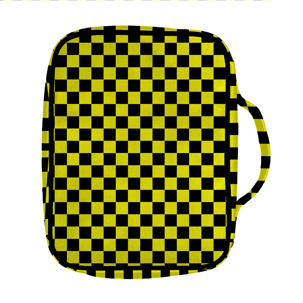 Yellow And Black Checkered Pattern Print Front Pocket Bible Bag
