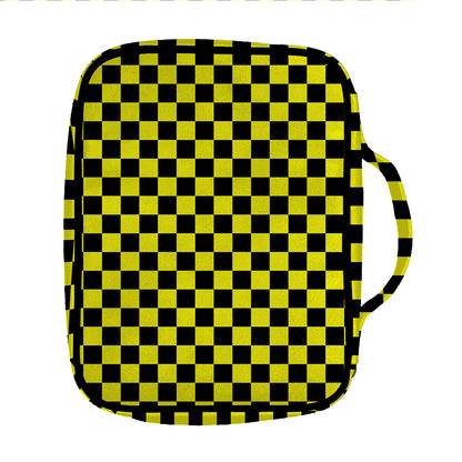 Yellow And Black Checkered Pattern Print Front Pocket Bible Bag