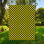 Yellow And Black Checkered Pattern Print Garden Flag