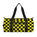Yellow And Black Checkered Pattern Print Gym Bag