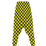 Yellow And Black Checkered Pattern Print Hammer Pants