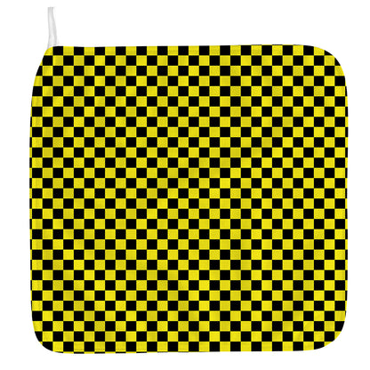 Yellow And Black Checkered Pattern Print Hand Towel