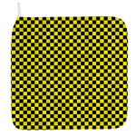 Yellow And Black Checkered Pattern Print Hand Towel