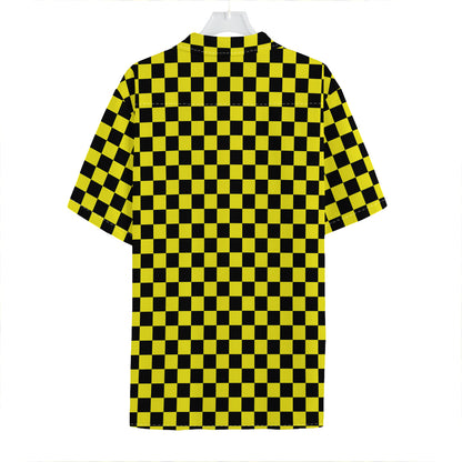 Yellow And Black Checkered Pattern Print Hawaiian Shirt