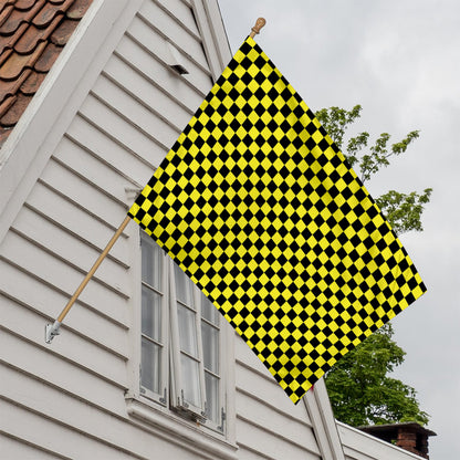 Yellow And Black Checkered Pattern Print House Flag