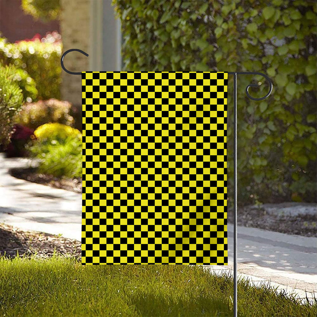 Yellow And Black Checkered Pattern Print House Flag
