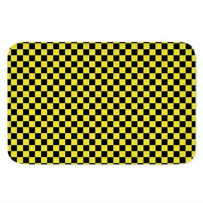 Yellow And Black Checkered Pattern Print Indoor Door Mat