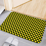 Yellow And Black Checkered Pattern Print Indoor Door Mat