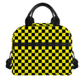 Yellow And Black Checkered Pattern Print Insulated Lunch Bag