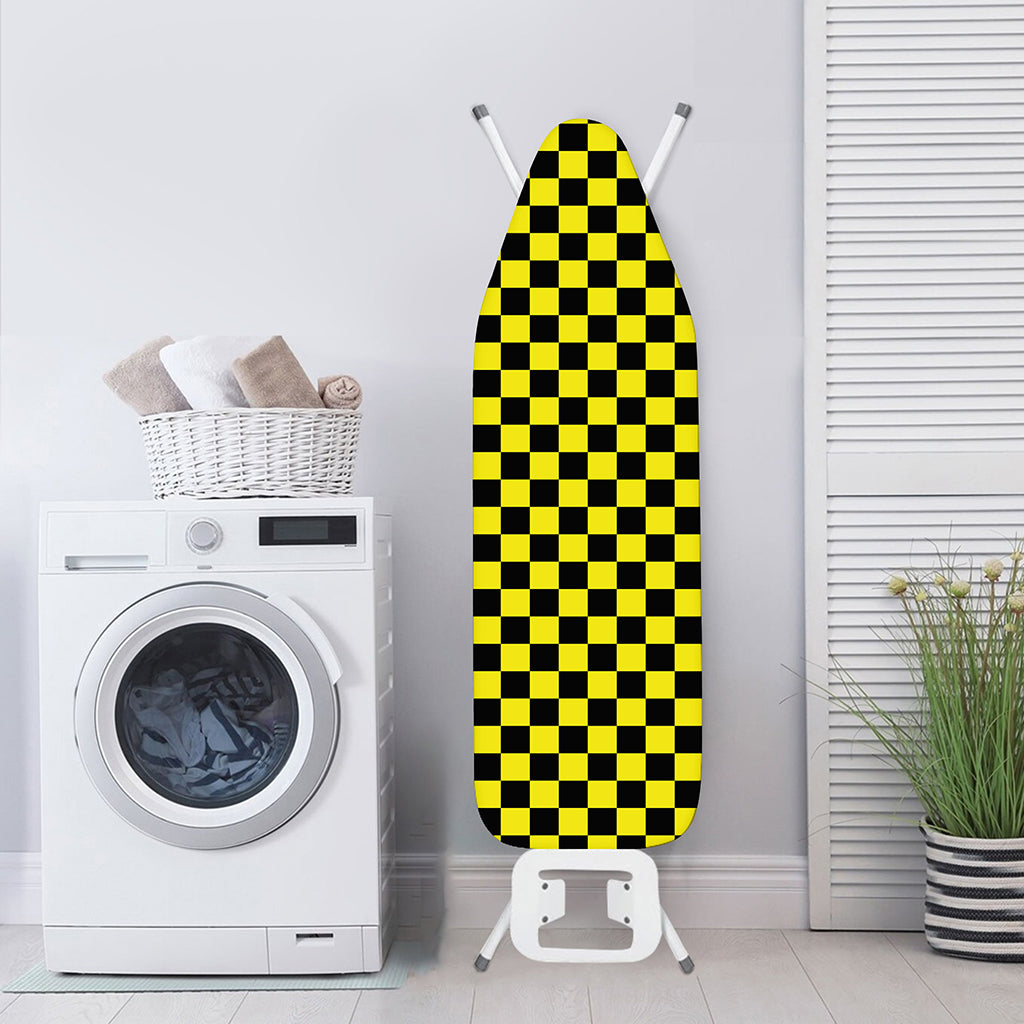 Yellow And Black Checkered Pattern Print Ironing Board Cover