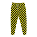 Yellow And Black Checkered Pattern Print Jogger Pants