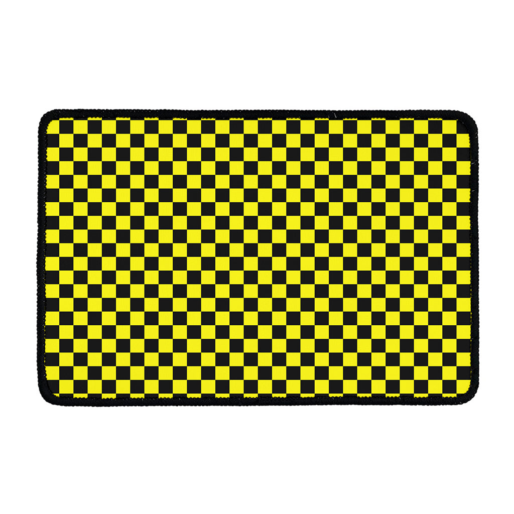 Yellow And Black Checkered Pattern Print Kitchen Mat