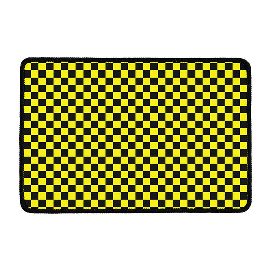 Yellow And Black Checkered Pattern Print Kitchen Mat