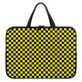 Yellow And Black Checkered Pattern Print Laptop Sleeve With Handle