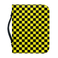 Yellow And Black Checkered Pattern Print Leather Bible Cover