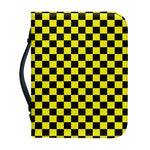 Yellow And Black Checkered Pattern Print Leather Bible Cover