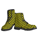 Yellow And Black Checkered Pattern Print Backpack