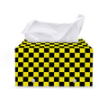 Yellow And Black Checkered Pattern Print Leather Tissue Box Cover