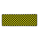 Yellow And Black Checkered Pattern Print Long Kitchen Mat