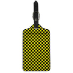 Yellow And Black Checkered Pattern Print Luggage Tag