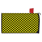 Yellow And Black Checkered Pattern Print Mailbox Cover