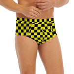 Yellow And Black Checkered Pattern Print Men's Briefs