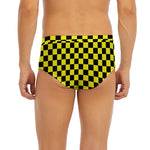Yellow And Black Checkered Pattern Print Men's Briefs