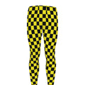 Yellow And Black Checkered Pattern Print Men's Leggings