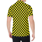 Yellow And Black Checkered Pattern Print Men's Shirt