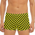 Yellow And Black Checkered Pattern Print Men's Short Boxer Briefs