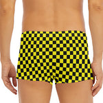 Yellow And Black Checkered Pattern Print Men's Short Boxer Briefs