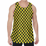 Yellow And Black Checkered Pattern Print Men's Velvet Tank Top