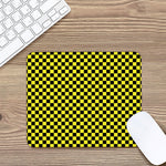Yellow And Black Checkered Pattern Print Mouse Pad