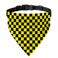 Yellow And Black Checkered Pattern Print Over The Collar Dog Bandana