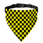 Yellow And Black Checkered Pattern Print Over The Collar Dog Bandana