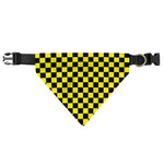 Yellow And Black Checkered Pattern Print Over The Collar Dog Bandana