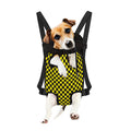 Yellow And Black Checkered Pattern Print Pet Carrier Backpack