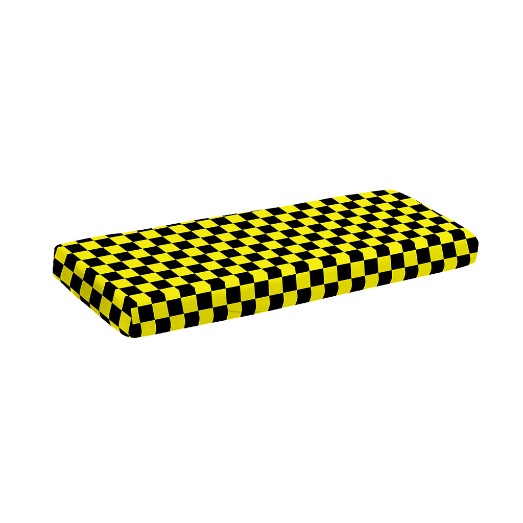 Yellow And Black Checkered Pattern Print Piano Keyboard Cover