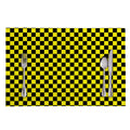 Yellow And Black Checkered Pattern Print Placemat
