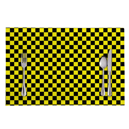 Yellow And Black Checkered Pattern Print Placemat