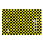 Yellow And Black Checkered Pattern Print Placemat