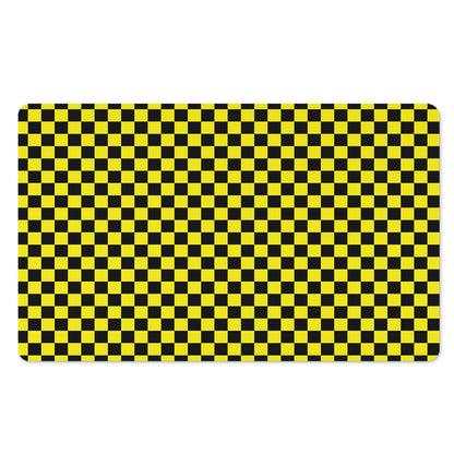 Yellow And Black Checkered Pattern Print Polyester Doormat