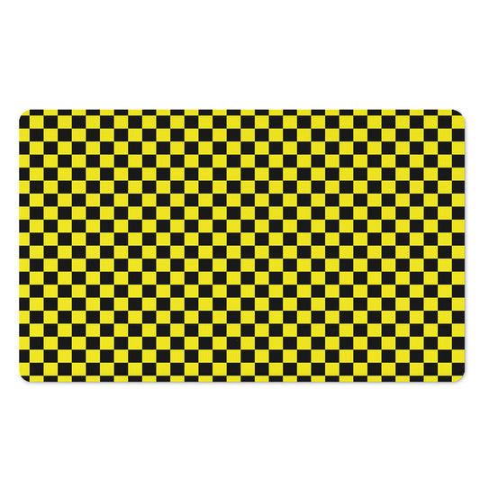 Yellow And Black Checkered Pattern Print Polyester Doormat